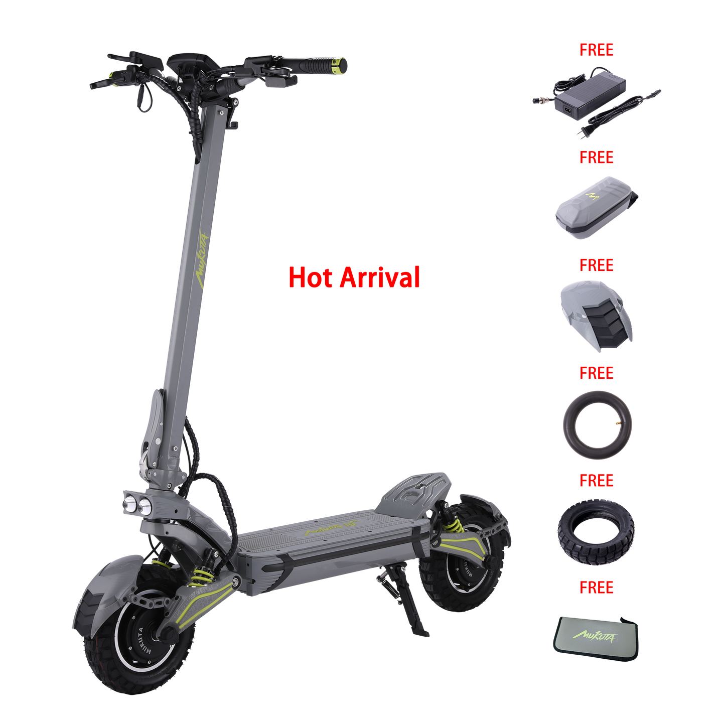 MUKUTA 10 Plus Electric Scooter, 2800W Dual Motor, 62/74 Miles Range, 10 Inches Off-Road Tire Scooter
