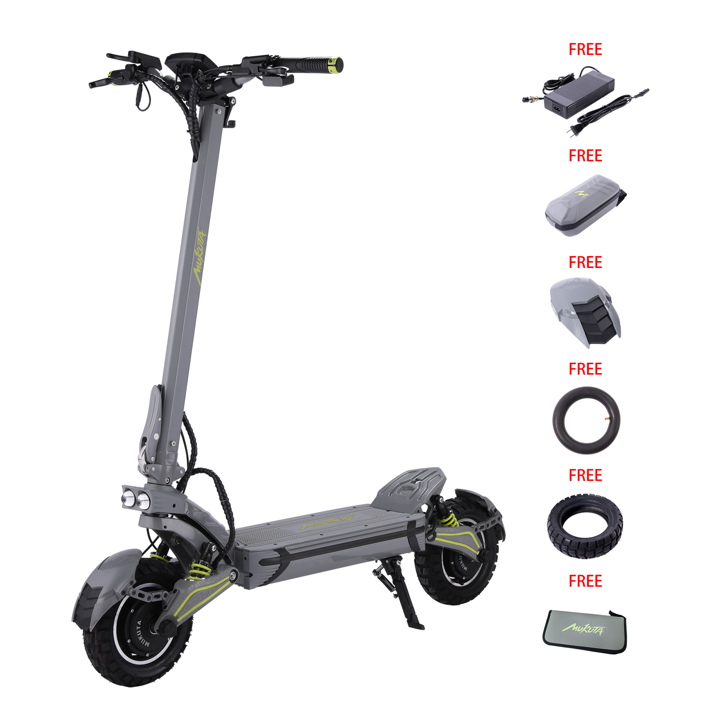 MUKUTA 10 Plus Electric Scooter, 2800W Dual Motor, 62/74 Miles Range, 10 Inches Off-Road Tire Scooter