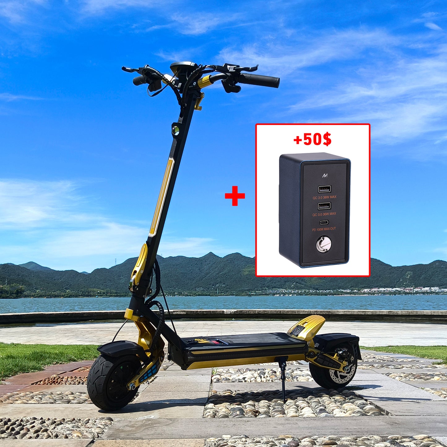 MUKUTA 9 Plus Electric Scooter, Removable Battery,1600W Dual Motor, 46 Miles Range, 9 Inches Tubeless Tires