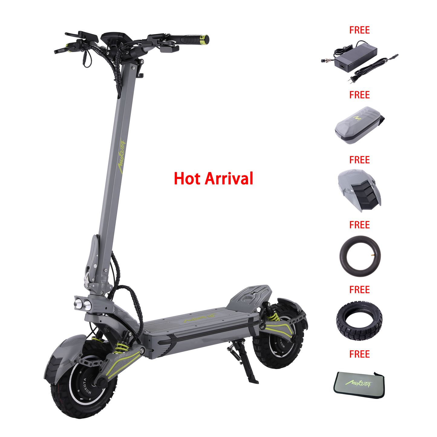MUKUTA 10 Plus Electric Scooter, 2800W Dual Motor, 62/74 Miles Range, 10 Inches Off-Road Tire Scooter